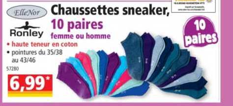 ellenor ronely chaussettes sneaker 10 paires