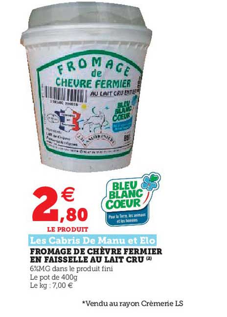 fromage de chèvre fermier en faisselle au lait cru les cabris de manu et elo