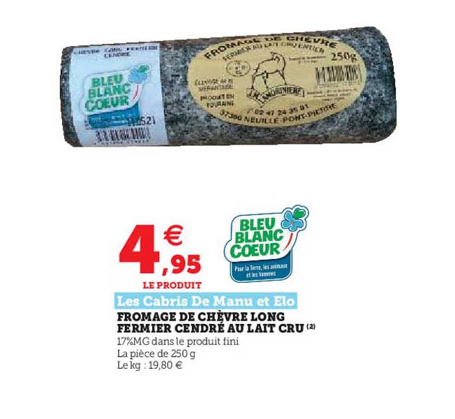 fromage de chèvre long fermier cendré au lait cru les cabris de manu et elo