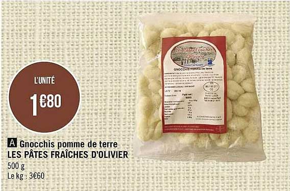 gnocchis pomme de terre les pâtes fraîches d'olivier