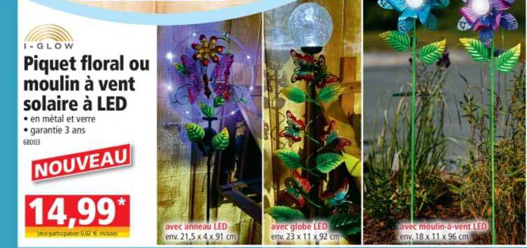 i-glow piquet floral ou moulin à vent solaire à led