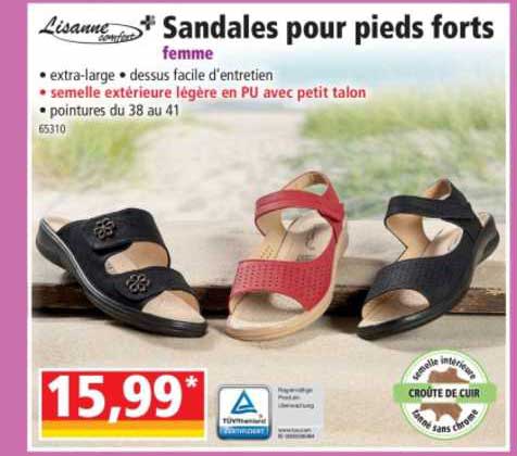 lisanne sandales pour pieds forts femme
