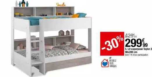lit superposé taylor 2 90 x 200 cm
