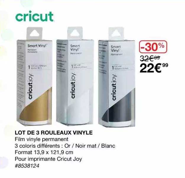 lot de 3 rouleaux vinyle cricut