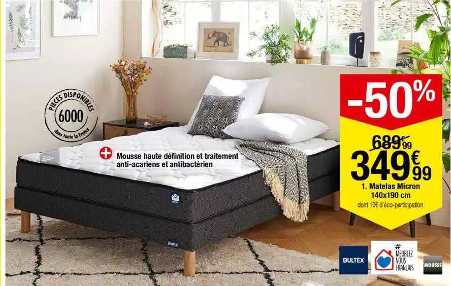 matelas micron bultex 140 x 190 cm