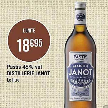 pastis 45% vol. distillerie janot