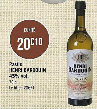 pastis henri bardouin 45% vol.