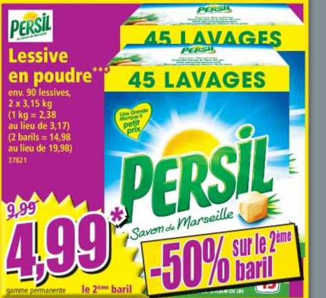 Persil Lessive En Poudre -50% Sur Le 2ème Baril