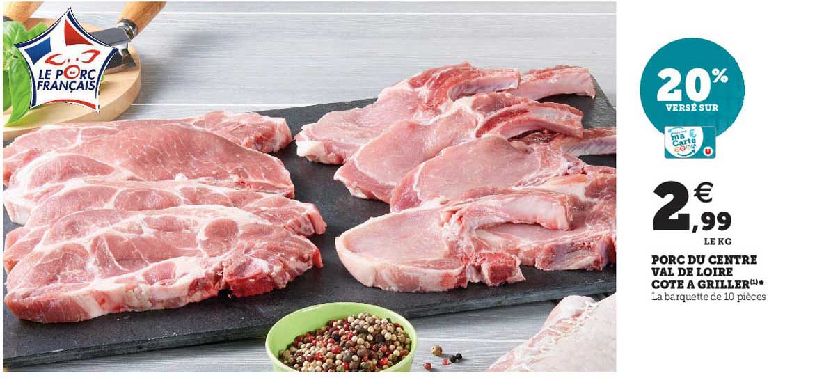 porc du centre val de loire côte  à griller