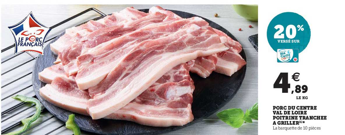 porc du centre val de loire poitrine tranché à griller