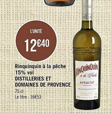 rinquinquin à la pêche 15% vol distilleries et domaines de provence