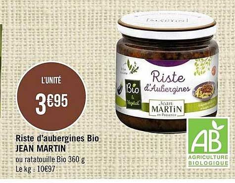 riste d'aubergines bio jean martin