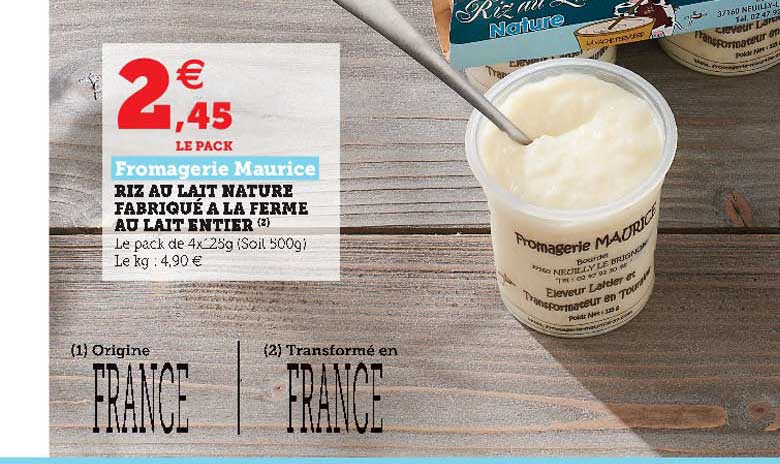 riz au lait nature fabriqué à la ferme au lait entier fromagerie maurice