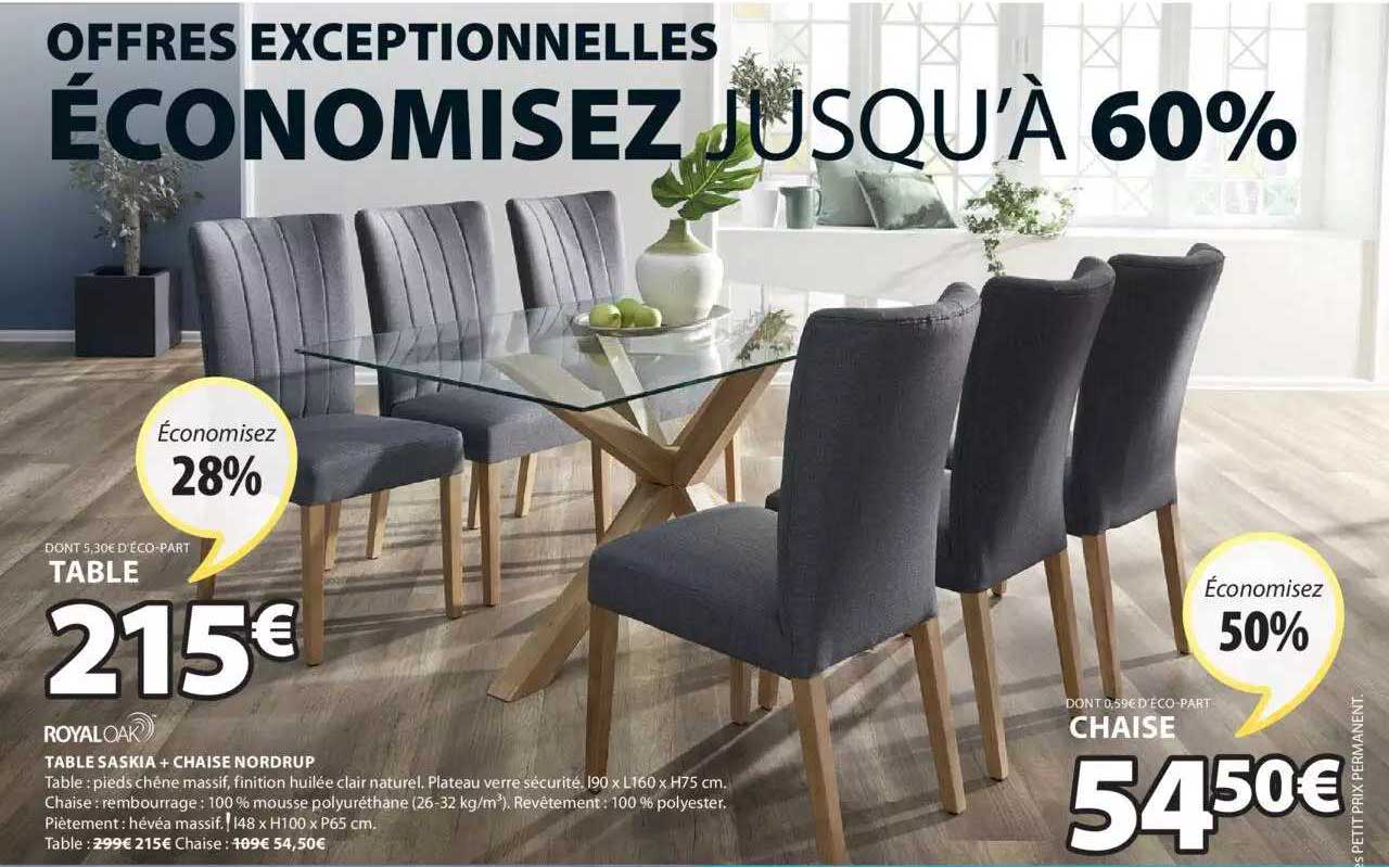 royaloak table saskia + chaise nordrup