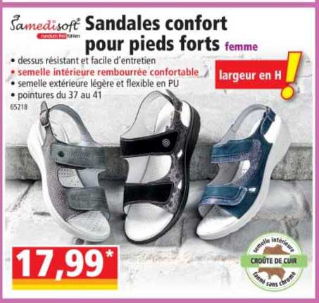 samedisoft sandales confort pour pieds forts