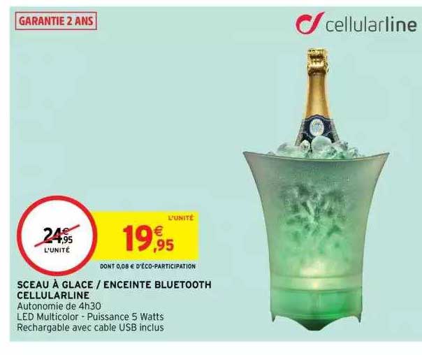 sceau à glace enceinte bluetooth cellularline