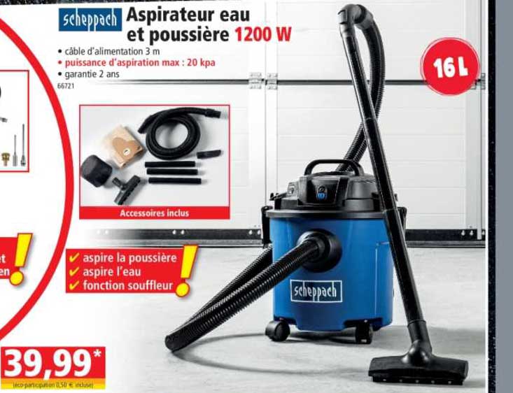 scheppach aspirateur eau et poussières 1200w