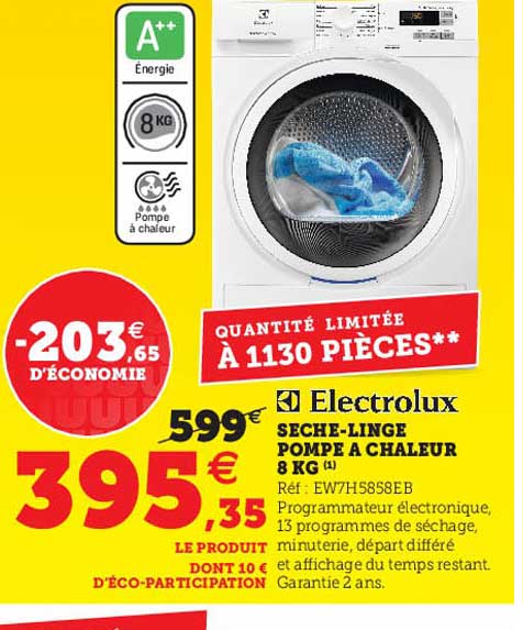 Sèche-linge Pompe à Chaleur 8 Kg Electrolux