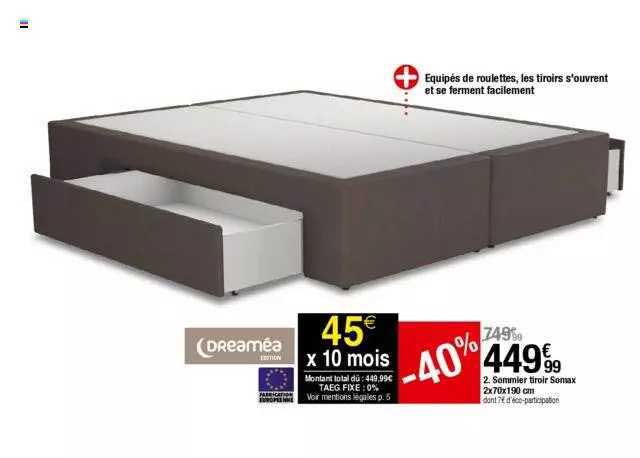 Sommier Tiroir Somax Dreaméa 2 X 70 X 190 Cm