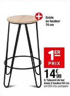 tabouret de bar essia 2 hauteur 63 cm