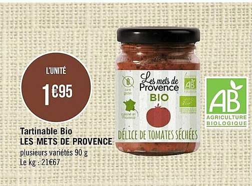 tartinable bio les mets de provence