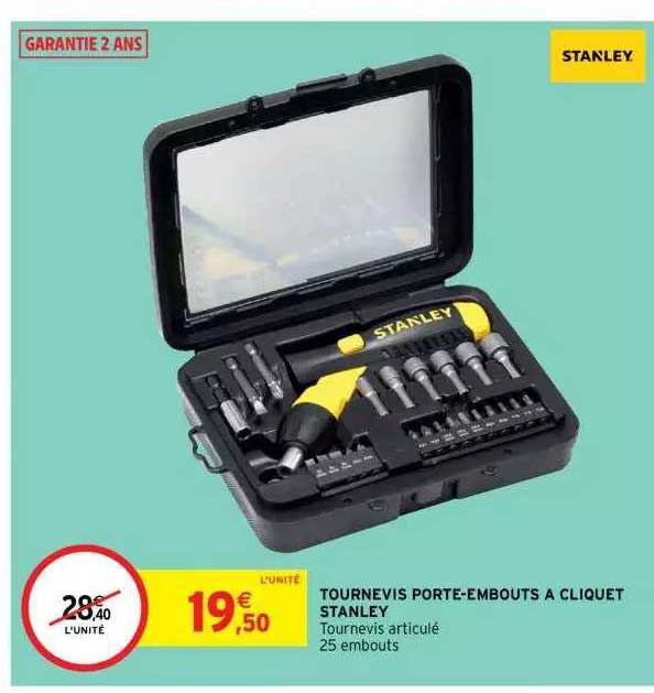 tournevis porte-embouts à cliquet stanley
