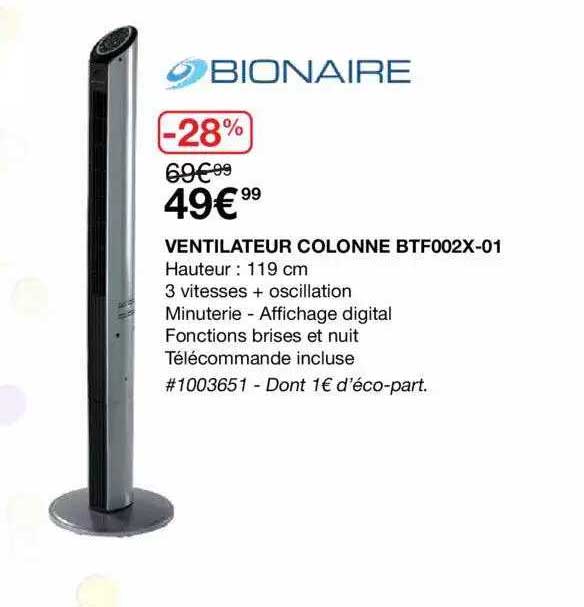 Ventilateur Colonne Btf002x-01 Bionaire