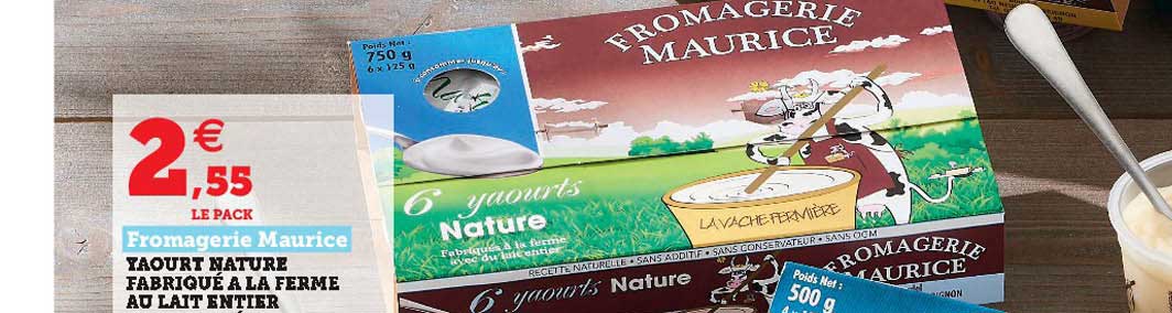 yaourt nature fabriqué à la ferme au lait entier fromagerie maurice