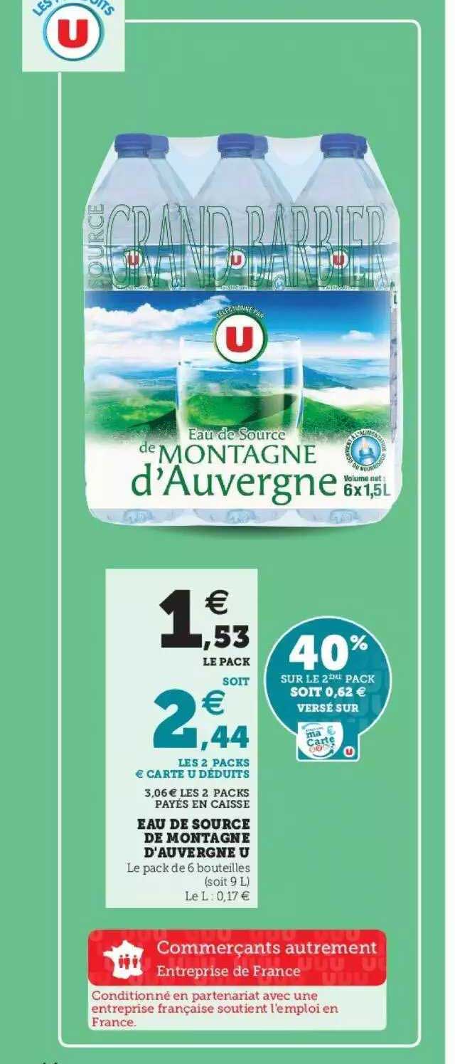 Eau De Source De Montagne D'auvergne U