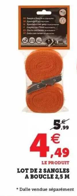 lot de 2 sangles à boucle 2,5 m