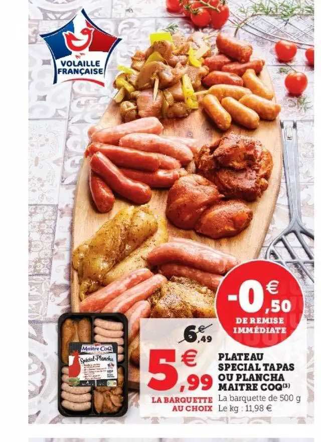 plateau spécial tapas ou plancha maître coq