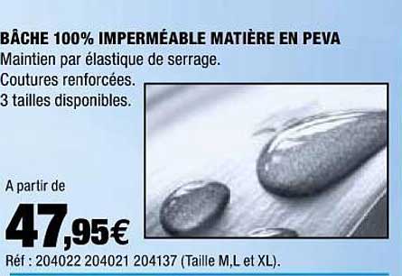 bâche 100% imperméable matière en peva