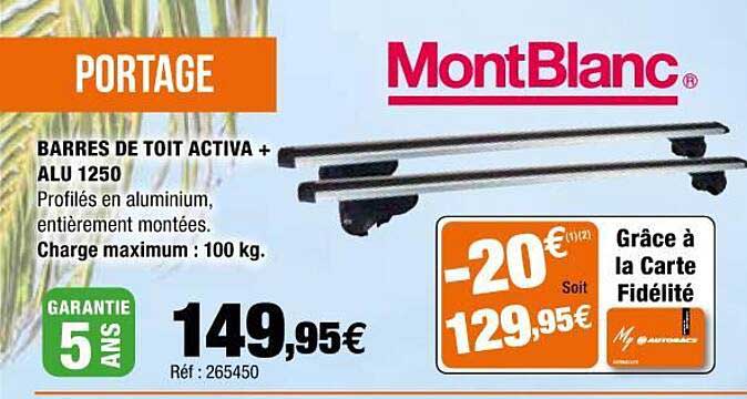 barres de toit activa + alu 1250 montBlanc