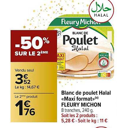 blanc de poulet halal «maxi format» fleury michon