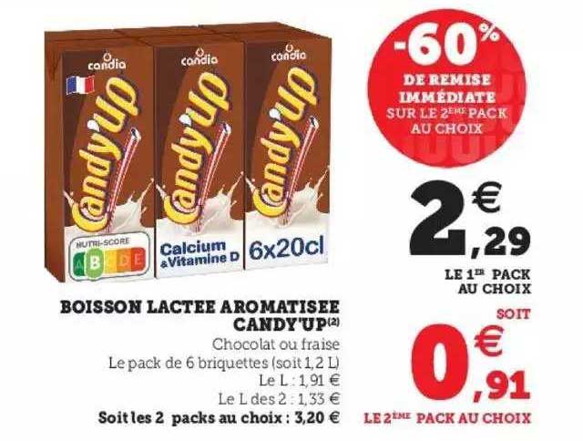 boisson lactée aromatisée candy'up