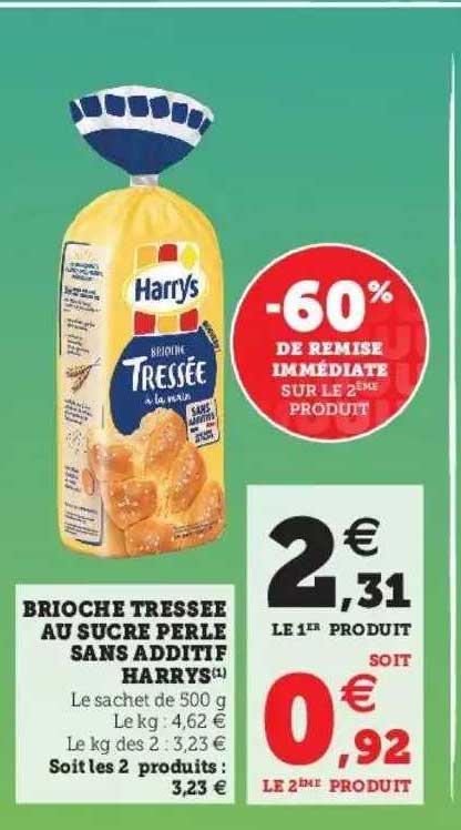 brioche tressée au sucre perle sans additif harrys