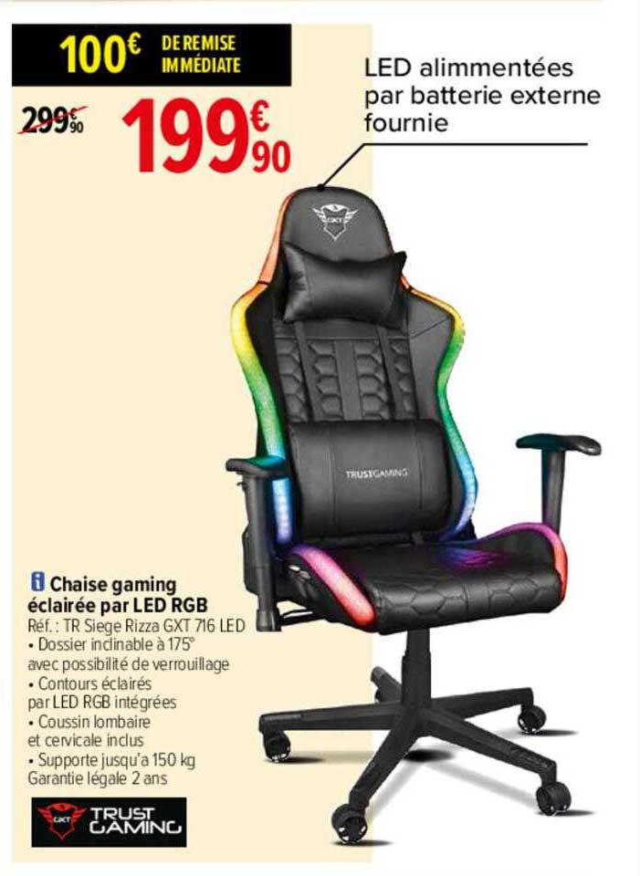 Chaise Gaming éclairé Par Led Rgd Trust Gaming