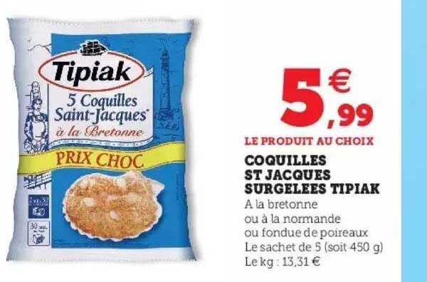 coquilles st jacques surgelées tipiak