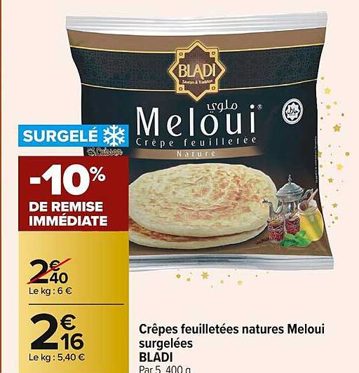 crêpes feuilletées natures meloui surgelées bladi