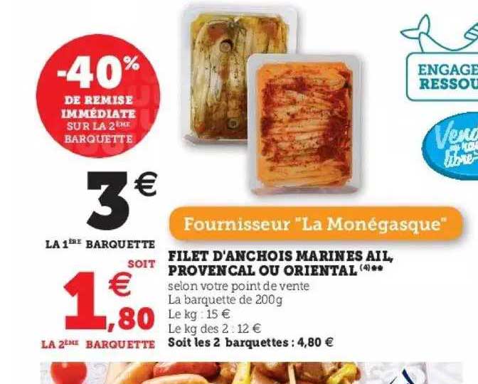 filet d'anchois marines ail, provençal ou oriental