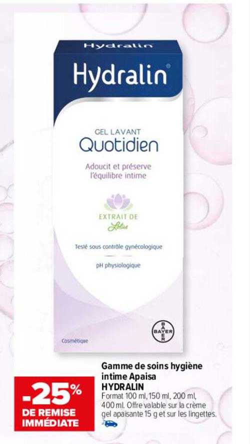 gamme de soins hygiène intime apaisa hydralin