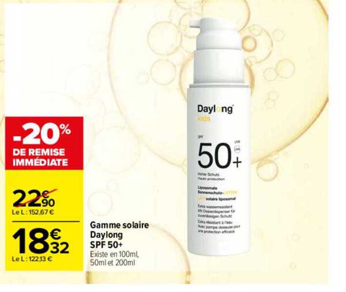 gamme solaire daylong spf 50+