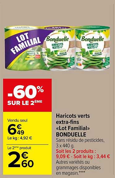 haricots vert extra-fins «le lot familial» bonduelle