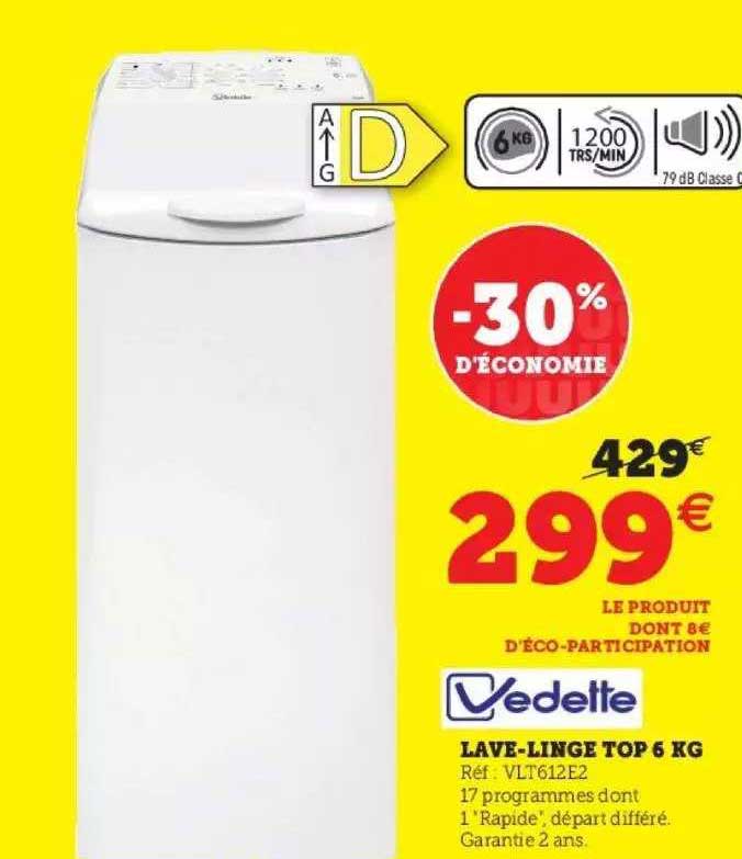 lave-linge top 6 kg vedette