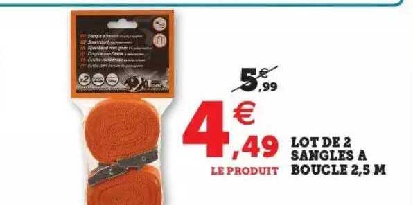 lot de 2 sangles à boucle 2,5 m