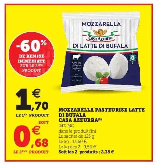 mozzarella pasteurisé latte di bufala casa azzurra