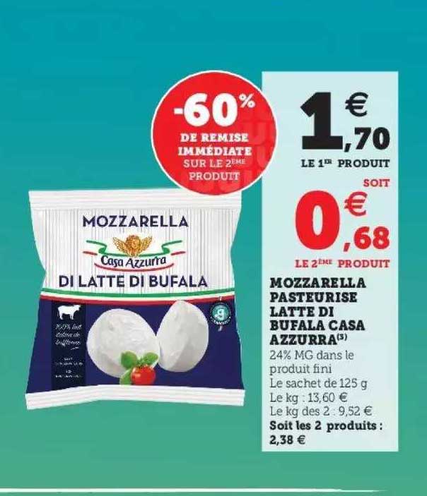 Mozzarella Pasteurisé Latte Di Bufala Casa Azzurra