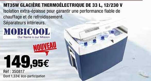 mt35w glacière thermoélectrique de 33 l, 12-230 v mobicool