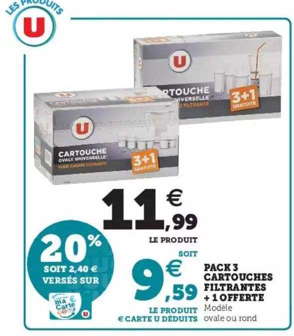 Pack 3 Cartouches Filtrantes + 1 Offerte