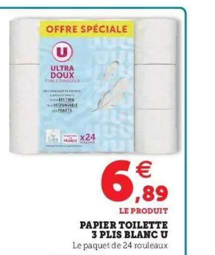 papier toilette 3 plis blanc u